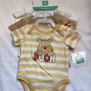 Disney Pooh Striped Bodysuit Trio - Yellow, White, Tan